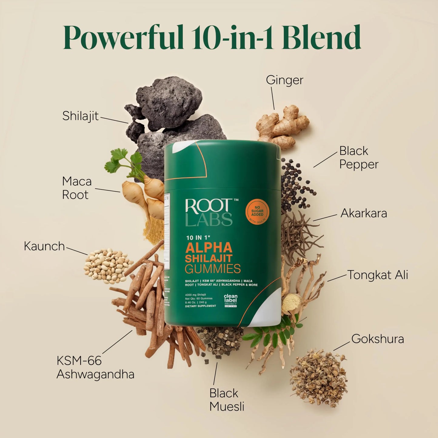 Alpha Shilajit Gummies 10-in-1 — Energy, Stamina & Focus (60 Count)