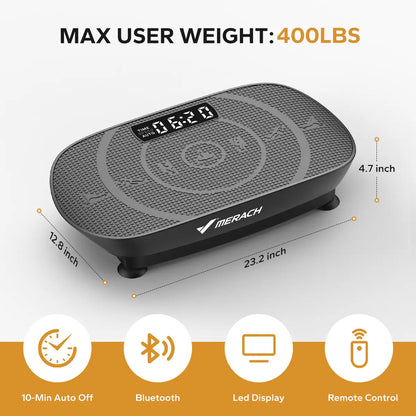 Merach Vibration Plate Exercise Machine with Lymphatic Drainage Feature Compact Design for Full Body Workout Max User Weight 400LBS Home Gym Equipment