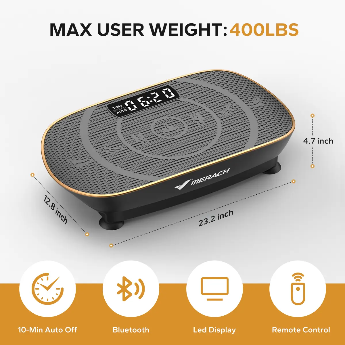 Merach Vibration Plate Exercise Machine with Lymphatic Drainage Feature Compact Design for Full Body Workout Max User Weight 400LBS Home Gym Equipment