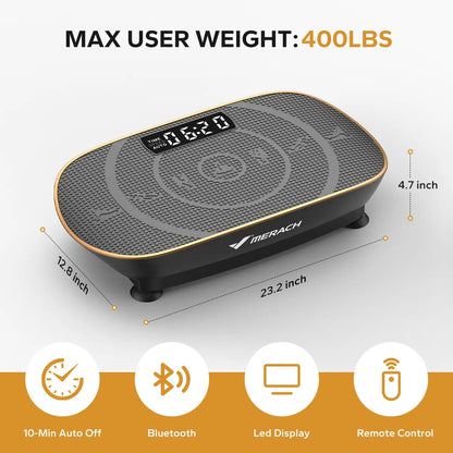 Merach Vibration Plate Exercise Machine with Lymphatic Drainage Feature Compact Design for Full Body Workout Max User Weight 400LBS Home Gym Equipment