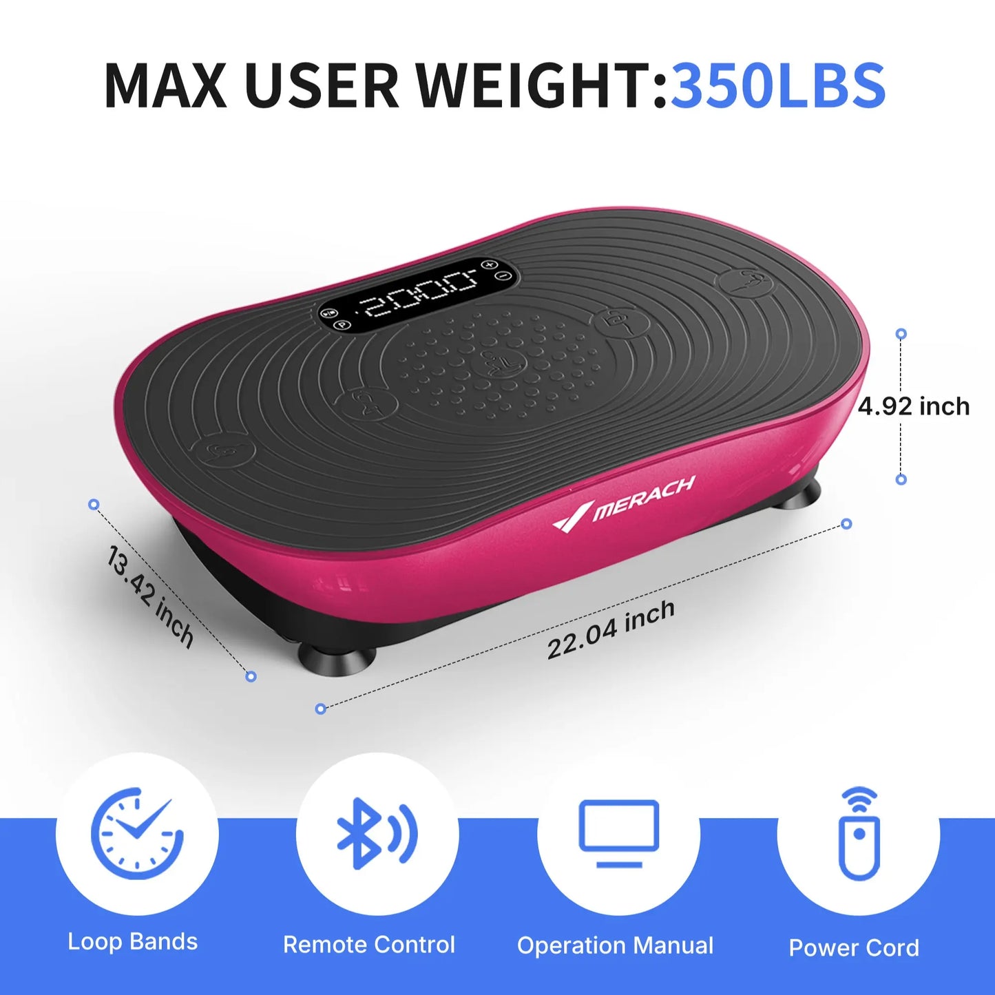 Merach Vibration Plate Exercise Machine with Lymphatic Drainage Feature Compact Design for Full Body Workout Max User Weight 400LBS Home Gym Equipment