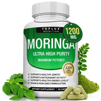 Toplux Moringa Capsules 1200mg - Premium Pure Moringa Powder for Immune and Digestive Health, 90 Capsules
